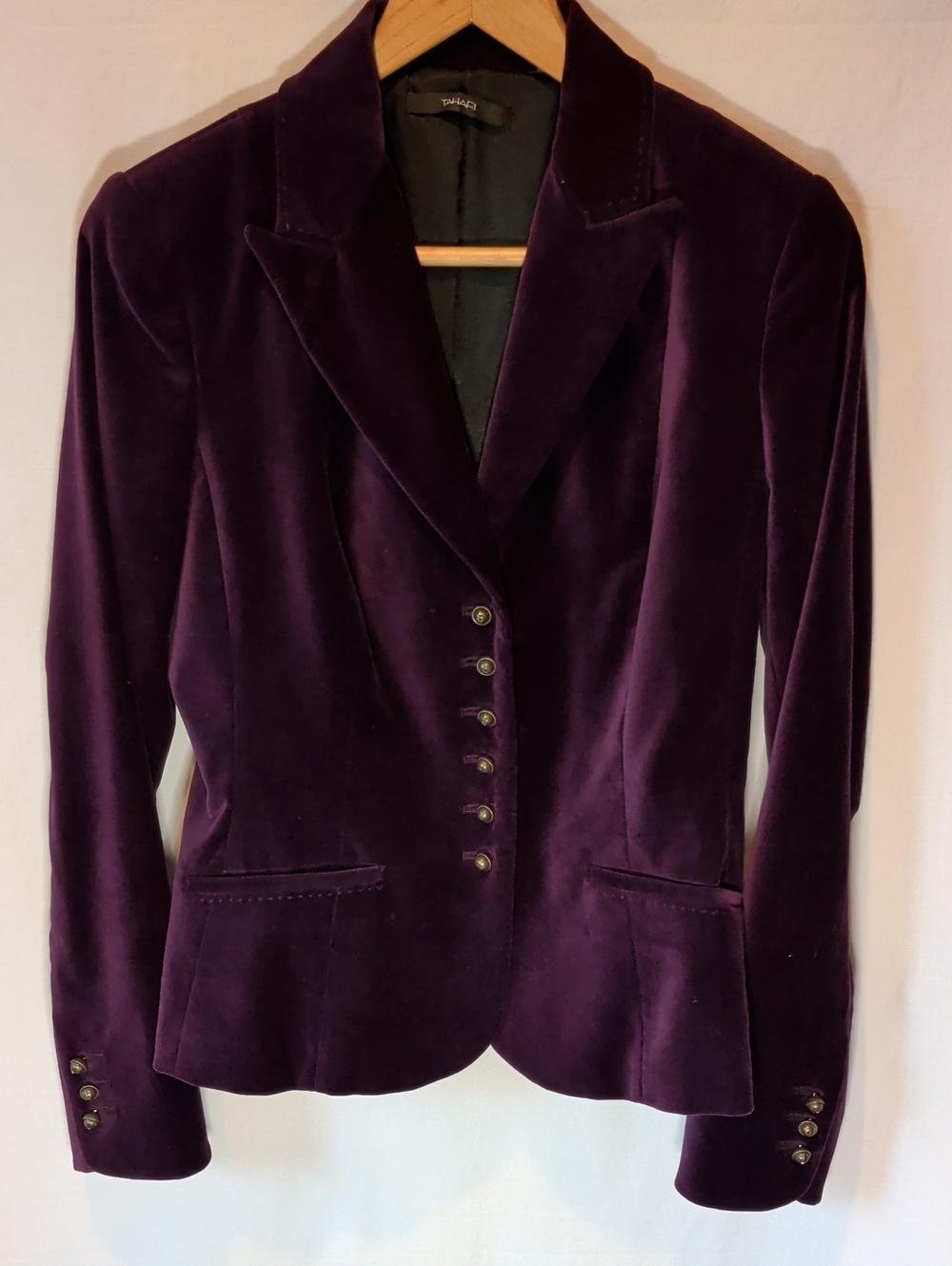 Tahari Deep Purple Velvet Tailored Blazer
